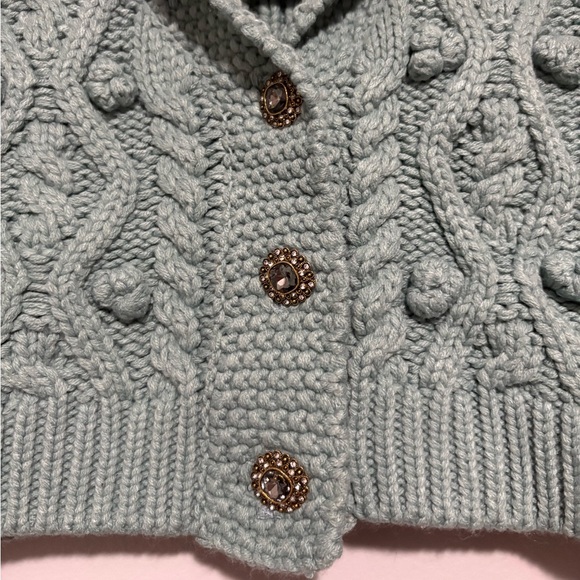 Zara Women's Cable Knit Cardigan Vest Size XS-SM in Blue/Green color - Picture 3 of 7